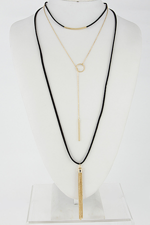 Multi Layered Necklace With Tassel And Circle 6DCD6